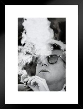 JFK Poster Cigar Smoking Picture President John F Kennedy  Portrait Wall Poster for Home School and Office Matted Framed Art Wall Decor 20x26
