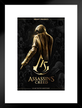 Assassins Creed Poster Official 15th Anniversary Edition [Includes Exclusive In Game Virtual Item] [Online Game Code] Matted Framed Art Wall Decor 20x26