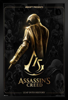 Assassins Creed Poster Official 15th Anniversary Edition [Includes Exclusive In Game Virtual Item] [Online Game Code] Black Wood Framed Art Poster 14x20
