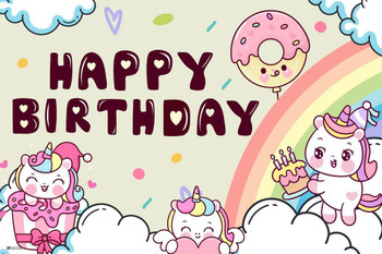 Laminated Unicorn Birthday Decorations Party Supplies Poster Dry Erase Sign  16x24 - Poster Foundry