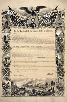 Emancipation Proclamation Antique Classroom Decor Home Office School Wall USA History Declaration of Independence American Constitution Abraham Lincoln Cool Huge Large Giant Poster Art 36x54