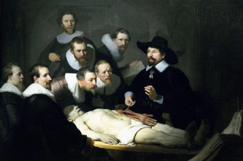 Laminated Rembrandt Anatomy Lesson of Dr Nicolaes Tulp Poster 1632 Oil On Canvas Painting Medical Doctor Dissection Artwork Poster Dry Erase Sign 24x16