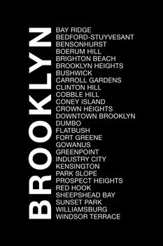 Laminated Neighborhoods Brooklyn Black Poster Dry Erase Sign 16x24