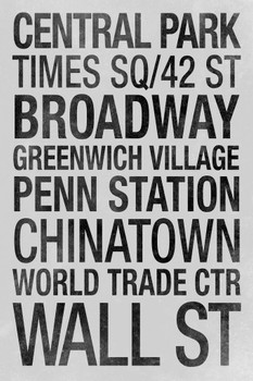 Laminated Subway New York City White Poster Dry Erase Sign 16x24