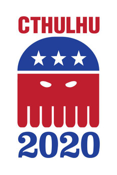 Laminated Vote Cthulhu 2020 White Campaign Poster Dry Erase Sign 16x24