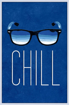 Laminated Chill Sunglasses Blue Poster Dry Erase Sign 16x24