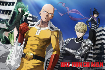 Laminated One Punch Man Anime Poster Group Shot Cool Aesthetic Modern Wall Decor Art Graphic Print Canvas Picture Japanese Bedroom Home Living Room Anime Fan Poster Dry Erase Sign 16x24