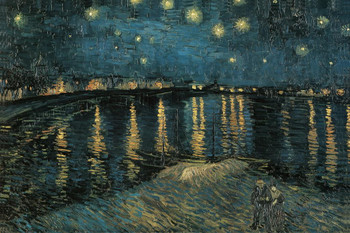 Vincent van Gogh Starry Night Over Rhone Poster 1888 Stars Over Arles France Dutch Post Impressionist Painting Cool Wall Decor Art Print Poster 24x16