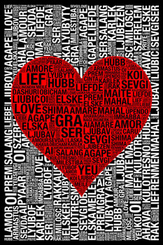 Laminated Words Love Red Poster Dry Erase Sign 16x24