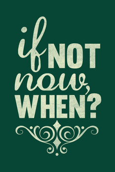 Laminated If Not Now When Green Motivational Poster Dry Erase Sign 16x24