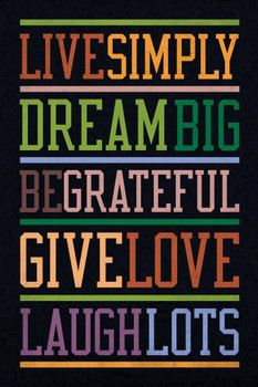 Laminated Live Simply Dream Big Black Multi Poster Dry Erase Sign 16x24