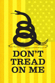 Gadsden Flag Dont Tread On Me Rattlesnake Coiled To Strike Old Glory Yellow Textured Cool Wall Decor Art Print Poster 16x24