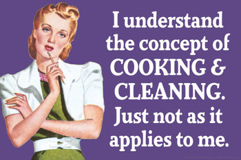 I Understand The Concept Of Cooking & Cleaning Just Not As It Applies To Me Humor Cool Wall Decor Art Print Poster 24x16