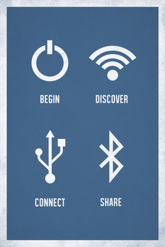 Begin Discover Connect Share Blue Cool Wall Decor Art Print Poster 16x24