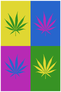 Marijuana Weed Pot Cannabis Joint Blunt Bong Leaves Pop Art Bright Room Dope Gifts Guys Propaganda Smoking Stoner Reefer Stoned Sign Buds Pothead Dorm Walls Cool Wall Decor Art Print Poster 16x24