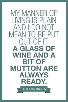 Laminated George Washington My Manner Of Living Is Plain White Poster Dry Erase Sign 16x24