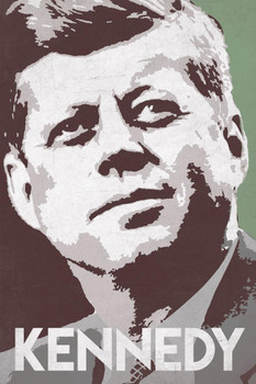 Laminated President John F Kennedy Pop Art Portrait Democrat Politics Politician POTUS Green Poster Dry Erase Sign 16x24