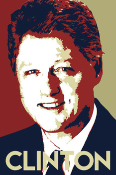 Laminated President William Jefferson Bill Clinton Pop Art Democratic Politics Politician POTUS Poster Dry Erase Sign 16x24