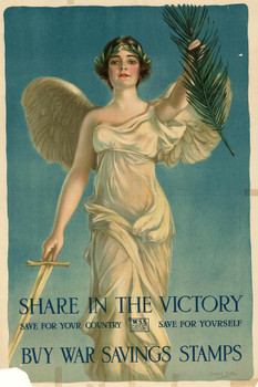 Laminated WPA War Propaganda Share In The Victory Save For Your Country Save For Yourself Buy Poster Dry Erase Sign 16x24