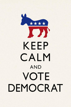 Laminated Keep Calm and Vote Democratic White Campaign Poster Dry Erase Sign 16x24