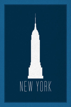 Laminated Cities New York City Empire State Building Blue Poster Dry Erase Sign 16x24