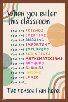 Boho Classroom Door Decor Welcome Sign When You Enter This Class All Are Welcome Decorations for Teachers and School Cool Wall Art Print Poster 12x18