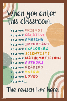 When You Enter This Classroom Poster Door Decorations For Affirmation Station Empowerment Wall Decor Must Haves Class Welcome Positive Poster Rainbow Boho Decor Cool Wall Decor Art Print Poster 12x18