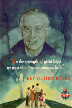 Laminated WPA War Propaganda In The Strength Great Hope Shoulder Common Load Buy Victory Bonds Poster Dry Erase Sign 16x24