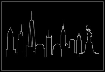New York City Black Skyline Cool Wall Decor Art Print Poster 16x24