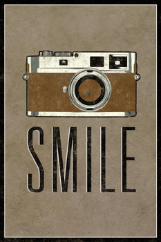 Laminated Smile Camera Brown Poster Dry Erase Sign 16x24