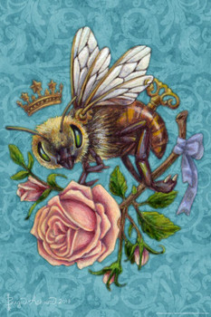 Bee Love by Brigid Ashwood Fantasy Insect Wall Art Bumble Bee Print Bumblebee Pictures Wall Decor Insect Art Bee Decor Insect Poster Cool Wall Decor Art Print Poster 24x36