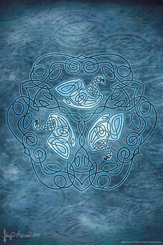Celtic Swans by Brigid Ashwood Fantasy Art Wall Decor Nature Animal Illustration Celtic Ornate Wall Art Flower Knot Pattern Spiritual Art Print Decorative Canvas Cool Wall Decor Art Print Poster 24x36