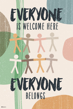 Diversity Poster Everyone Is Welcome Here Everyone Belongs Boho Classroom Sign Educational Rules Teacher Supplies School Teaching Toddler Kids Elementary Cool Wall Decor Art Print Poster 12x18