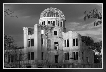 Atomic Bomb Dome at Hiroshima Peace Memorial B&W Photo Photograph White Wood Framed Poster 20x14