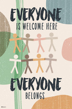 Diversity Poster Everyone Is Welcome Here Everyone Belongs Boho Classroom Sign Educational Rules Teacher Supplies School Teaching Toddler Kids Elementary Cool Wall Decor Art Print Poster 16x24