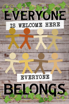 Everyone Is Welcome Here Everyone Belongs Farmhouse Classroom Decor Sign Educational Rules Teacher Supplies School Decor Teaching Toddler Kids Elementary Cool Huge Large Giant Poster Art 36x54