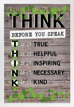 Think Poster Classroom Farmhouse Decor White Wood Framed Poster 14x20