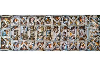 Laminated Michelangelo Sistine Chapel Ceiling Fine Art Panoramic Poster Dry Erase Sign 36x12