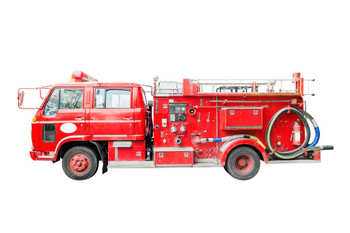 Laminated Fire Truck Vintage Pumper Truck Red Engine Emergency Services Rescue Vehicle Photo Poster Dry Erase Sign 36x12