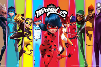 Miraculous Ladybug and Cat Noir Heroez Heroes Cartoon TV Series Movie Miraculous Ladybug Merchandise Miraculouses Miraculous Ladybug Poster Girls Bedroom Decor Stretched Canvas Art Wall Decor 16x24