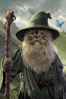 Catdalf Wizard Cat Animal Mashup by Vincent Hie Fantasy Cat Poster Funny Wall Posters Kitten Posters for Wall Funny Cat Poster Inspirational Cat Poster Stretched Canvas Art Wall Decor 16x24