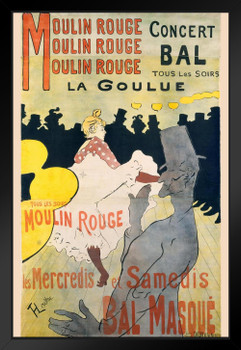 Moulin Rouge Masked Ball Dance Paris France Toulouse Lautrec Vintage Style Nouveau French Black Wood Framed Poster 14x20