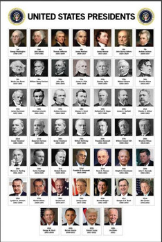 2023 Edition Presidents of the United States Chart With President Joe Biden USA Presidential Portraits Classroom Chart Educational Cool Wall Decor Art Print Poster 24x36