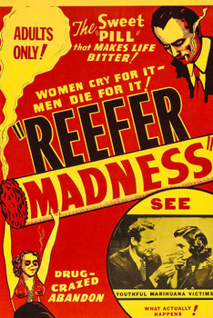 Reefer Madness Marijuana Propaganda Vintage Retro Movie Film Weed Cannabis Room Dope Gifts Guys Smoking Stoner Stoned Sign Buds Pothead Dorm Walls Thick Paper Sign Print Picture 8x12