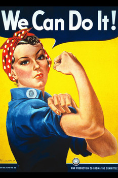 Laminated Rosie the Riveter We Can Do It WPA War Propaganda Motivational Cool Wall Art Poster Dry Erase Sign 24x36