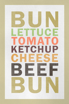 Recipe Cheese Burger White Cool Wall Art Print Poster 12x18