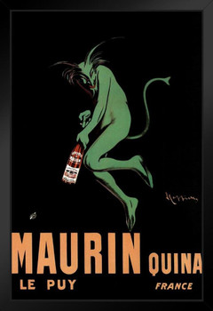 Leonetto Cappiello Maurin Quina Quinina Apertif Green Devil Vintage Advertising Print Black Wood Framed Art Poster 14x20
