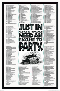 Just In Case You Need an Excuse To Party Funny Drinking Partying College Dorm Room Stretched Canvas Art Wall Decor 16x24