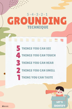 Laminated Grounding Technique for Senses Therapy Poster Mental Health Cute School Office Teacher Supplies Classroom Counselor Bulletin Board Decor Anxiety Homeschool Room Poster Dry Erase Sign 12x18