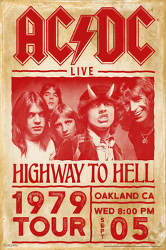 AC/DC Highway To Hell 1979 Tour Rock Band Music Classic Retro Vintage Stretched Canvas Art Wall Decor 16x24